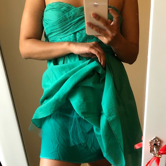 Sweet and short turquoise strapless dress - Picture 2 of 4